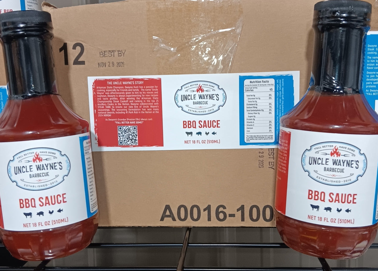UNCLE WAYNE'S BBQ SAUCE CASE (12-18 oz bottles)